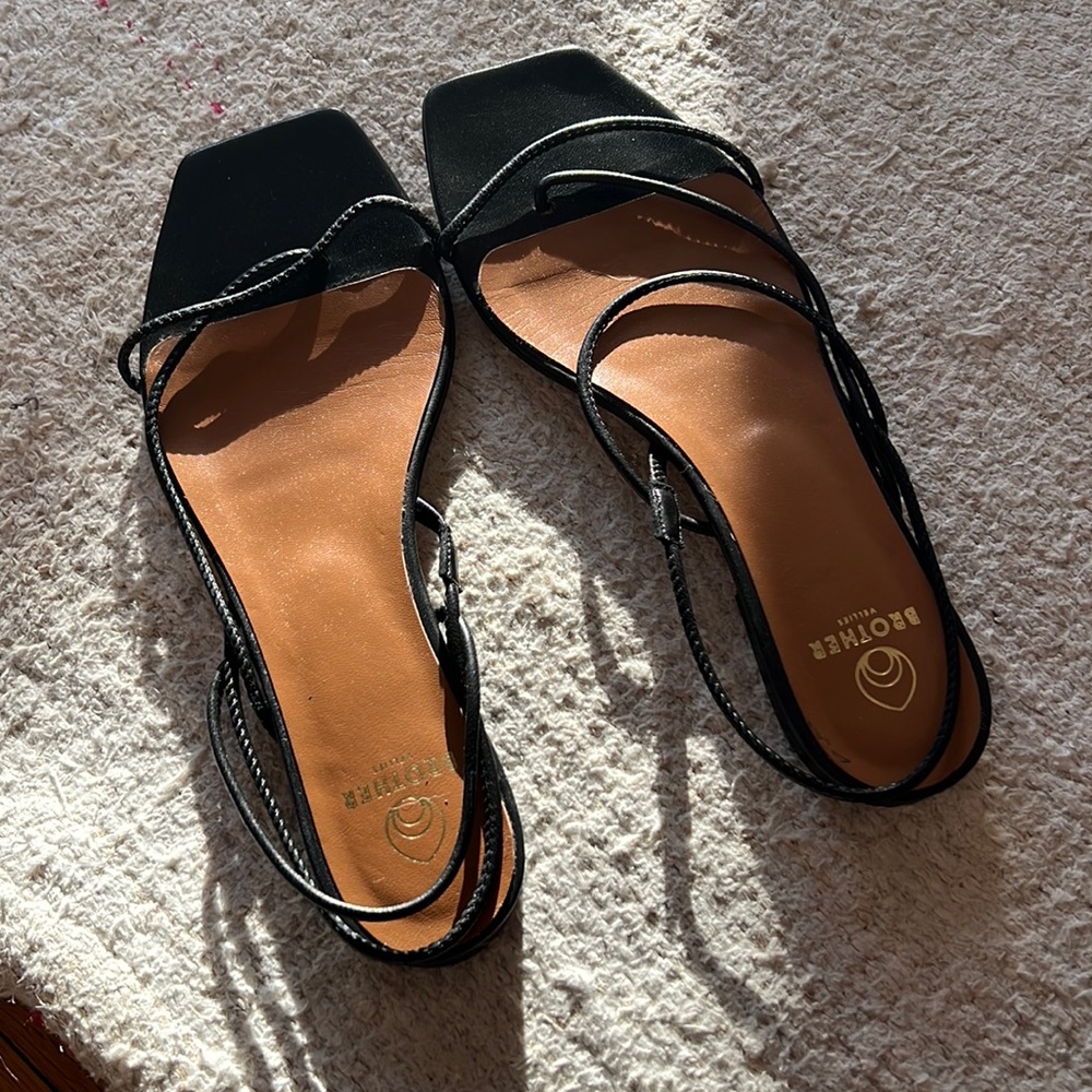 Brother vellies strapped black sandals